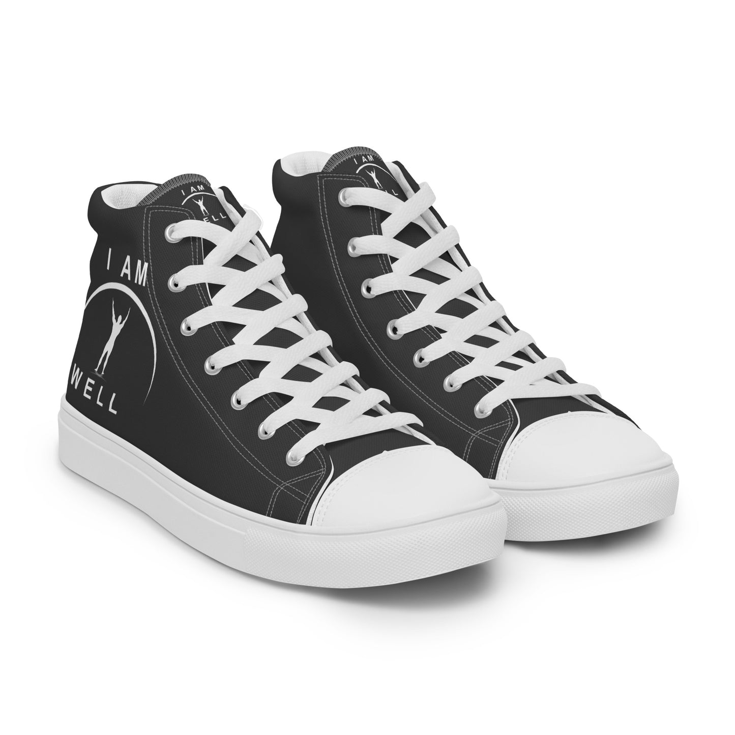 I AM WELL Men’s High Top Canvas Shoes - Dark Grey w/ White Logo