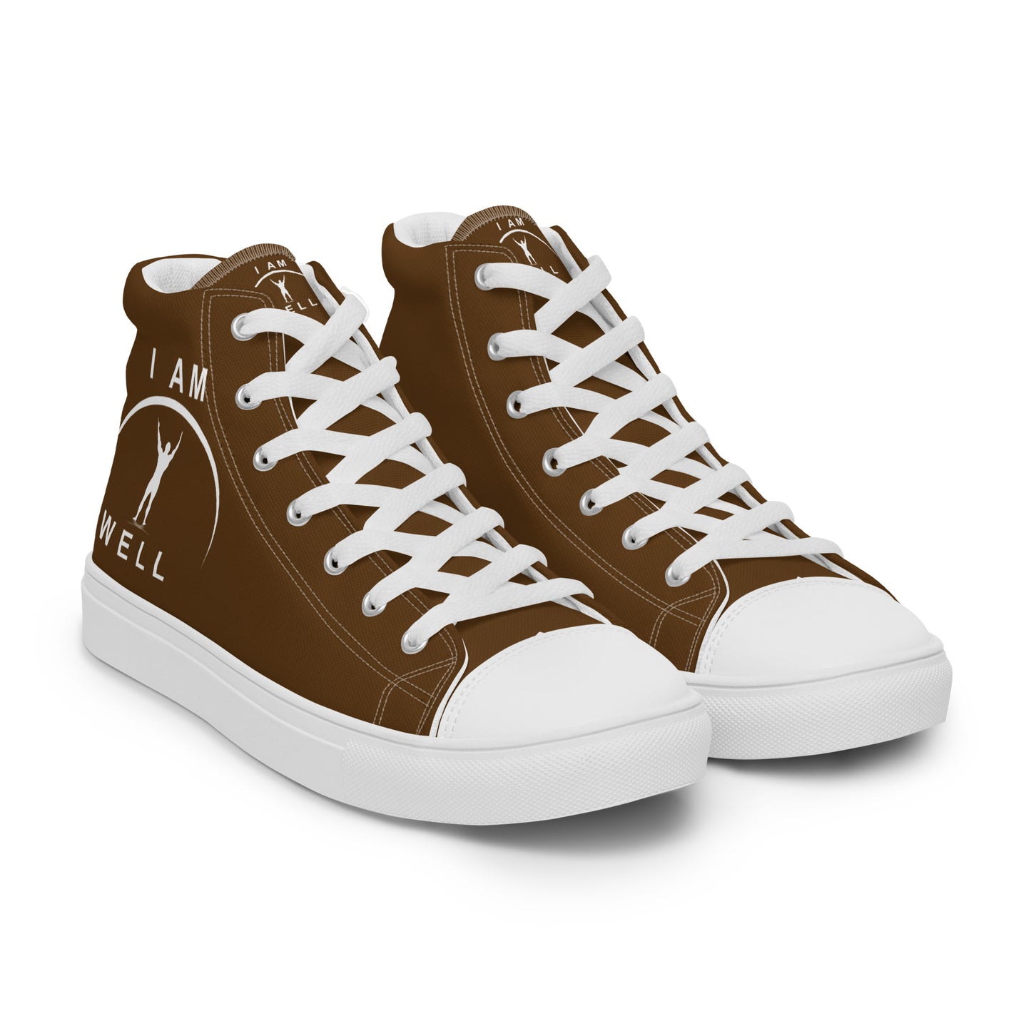 I AM WELL Men’s High Top Canvas Shoes - Brown w/ White Logo