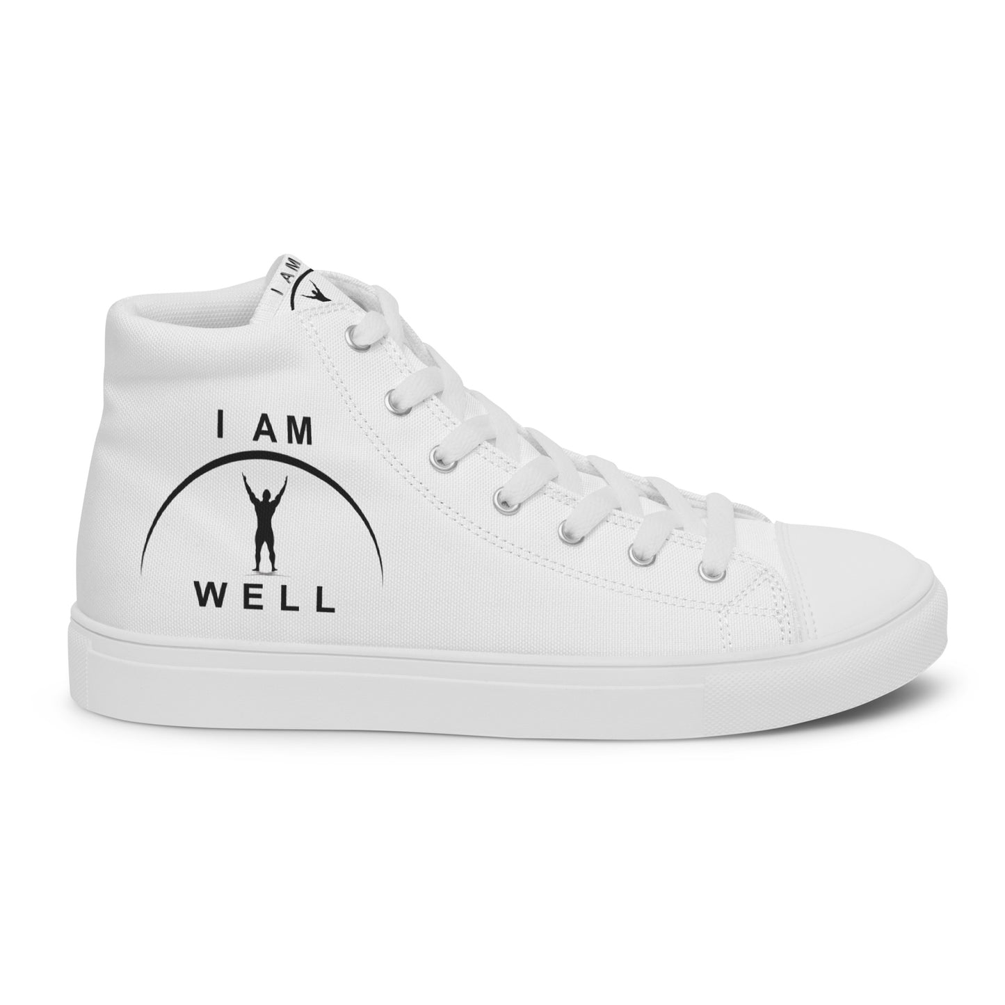 I AM WELL Men’s High Top Canvas Shoes - White w/ Black Logo