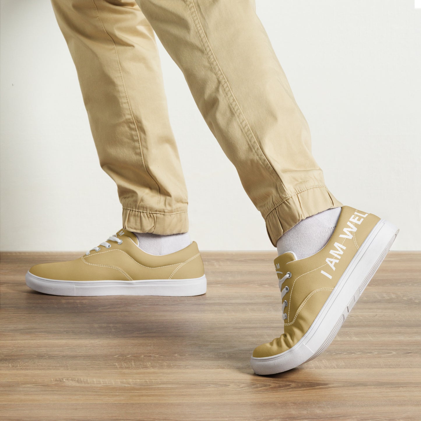 I AM WELL Men’s Lace-up Canvas Shoes - Khaki w/ White Logo