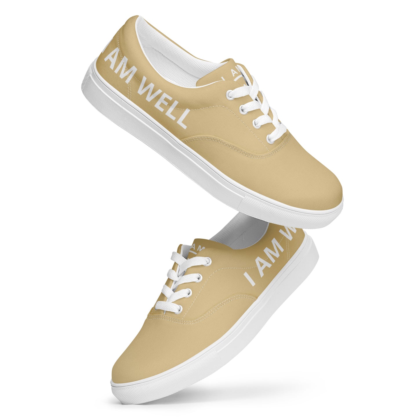 I AM WELL Men’s Lace-up Canvas Shoes - Khaki w/ White Logo