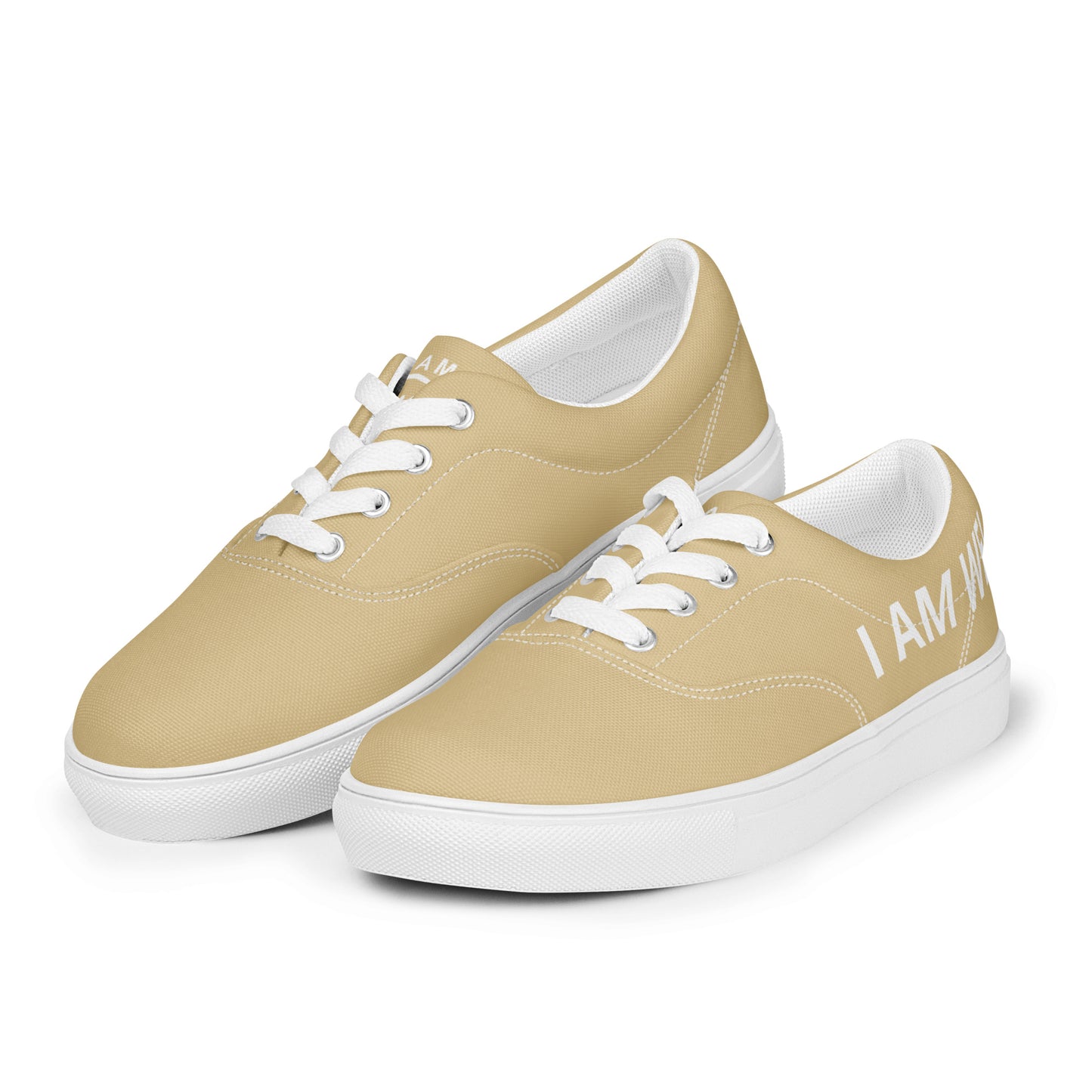 I AM WELL Men’s Lace-up Canvas Shoes - Khaki w/ White Logo