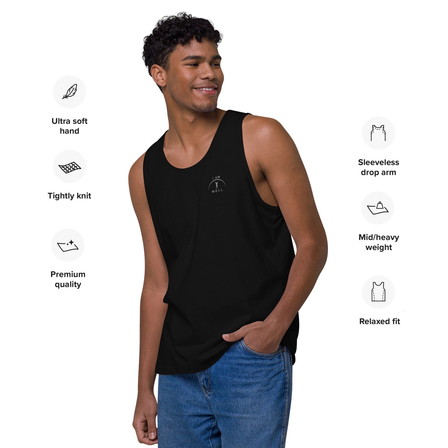 I AM Well Men’s Premium 100% Organic Cotton Tank Top w/ Grey Logo - (multiple color options)