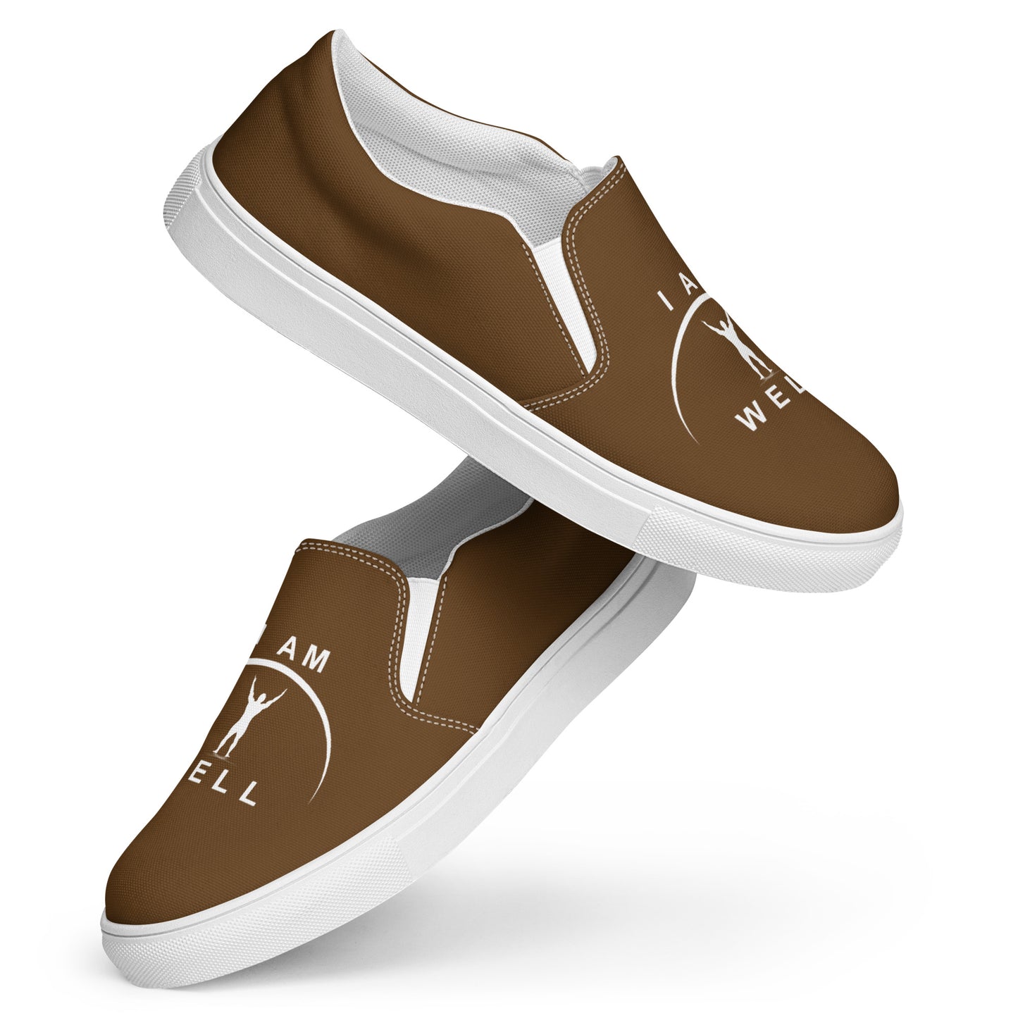 I AM WELL Men’s Slip-on Canvas Shoes - Brown w/ White Logo