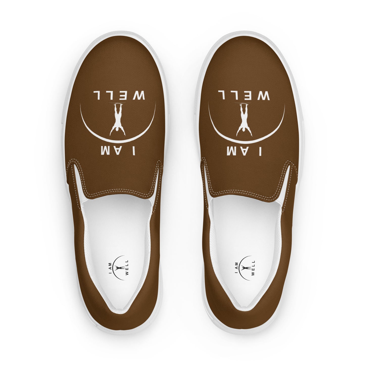 I AM WELL Men’s Slip-on Canvas Shoes - Brown w/ White Logo