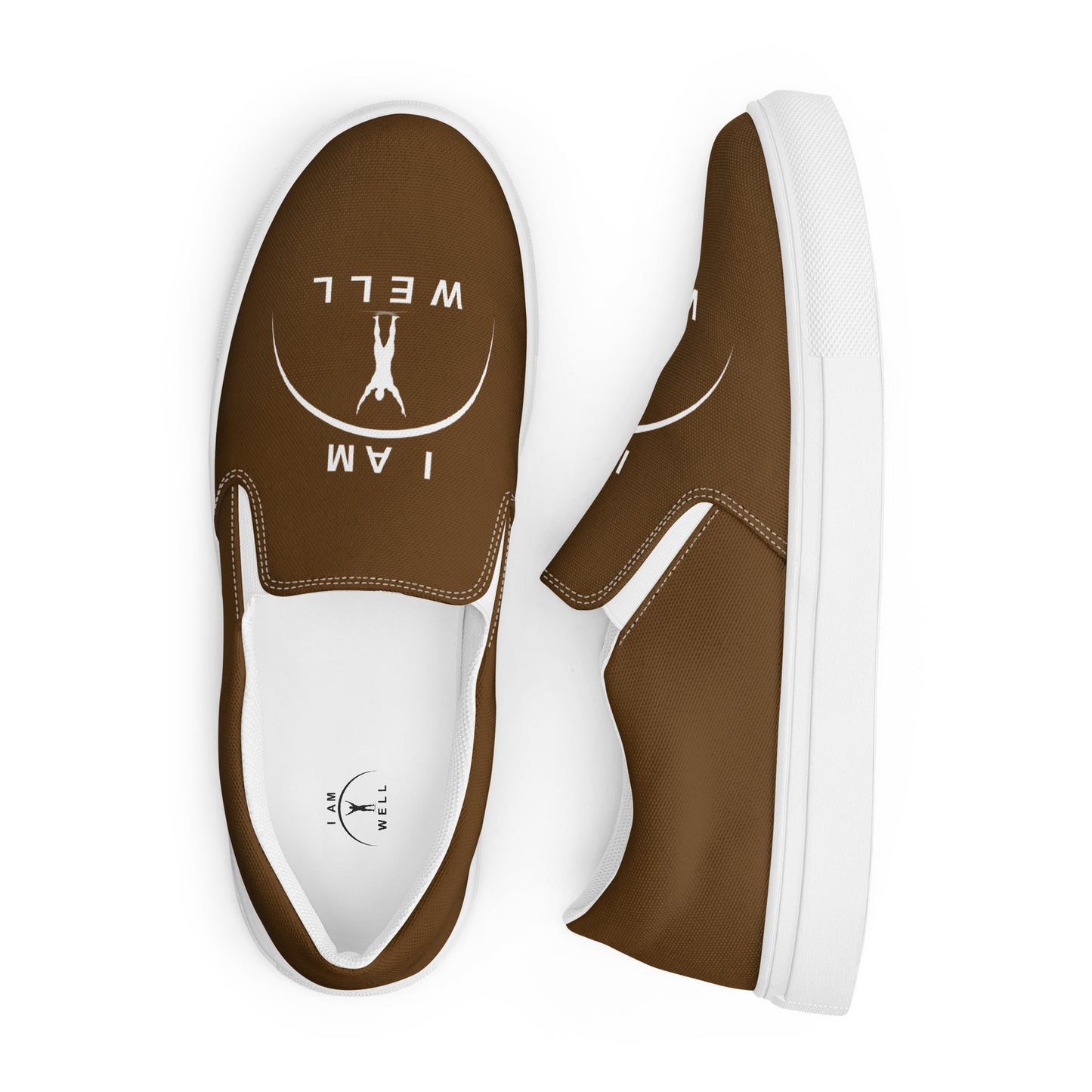 I AM WELL Men’s Slip-on Canvas Shoes - Brown w/ White Logo