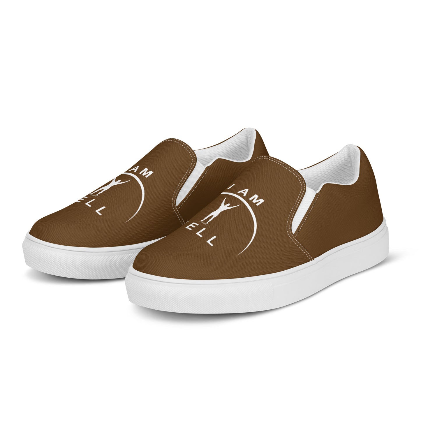 I AM WELL Men’s Slip-on Canvas Shoes - Brown w/ White Logo