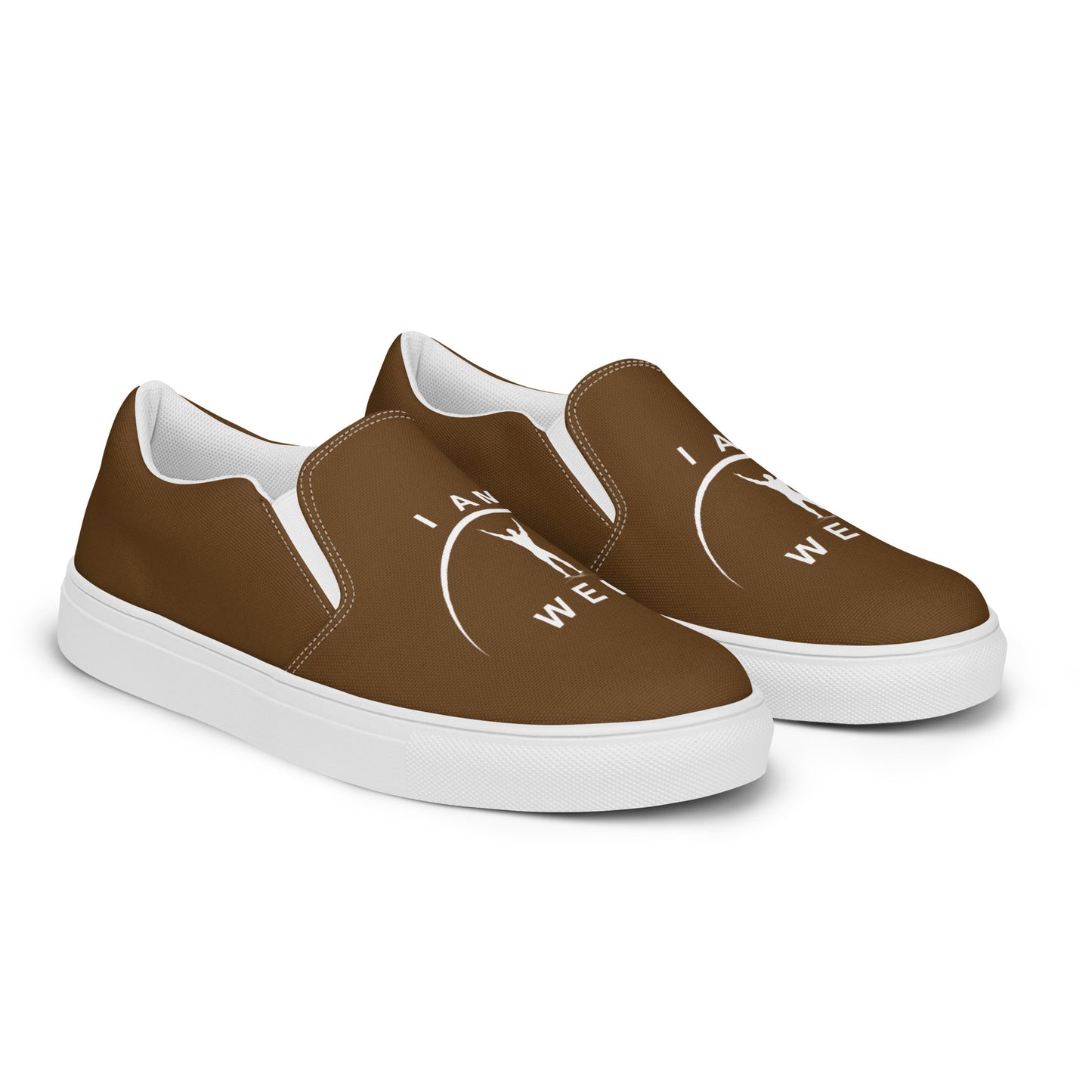 I AM WELL Men’s Slip-on Canvas Shoes - Brown w/ White Logo