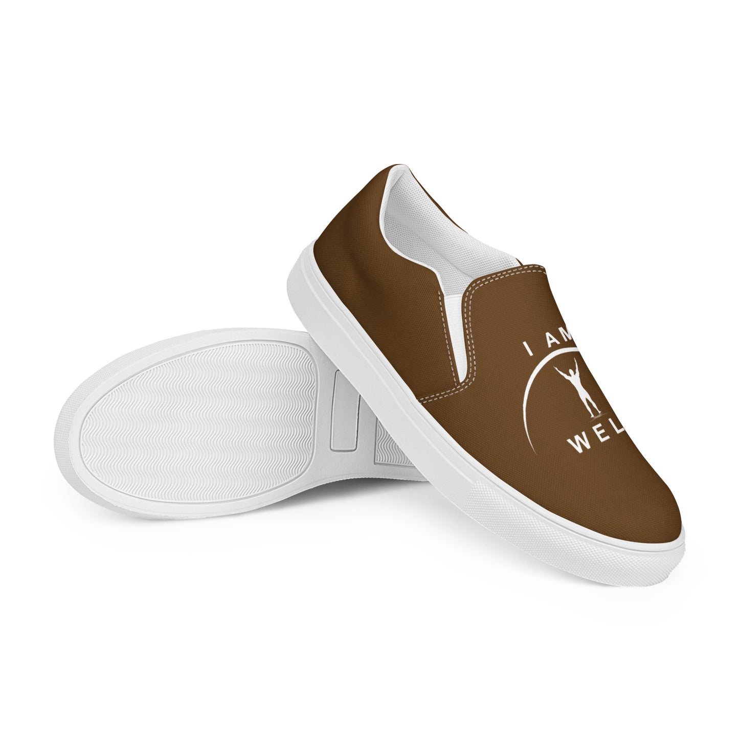 I AM WELL Men’s Slip-on Canvas Shoes - Brown w/ White Logo