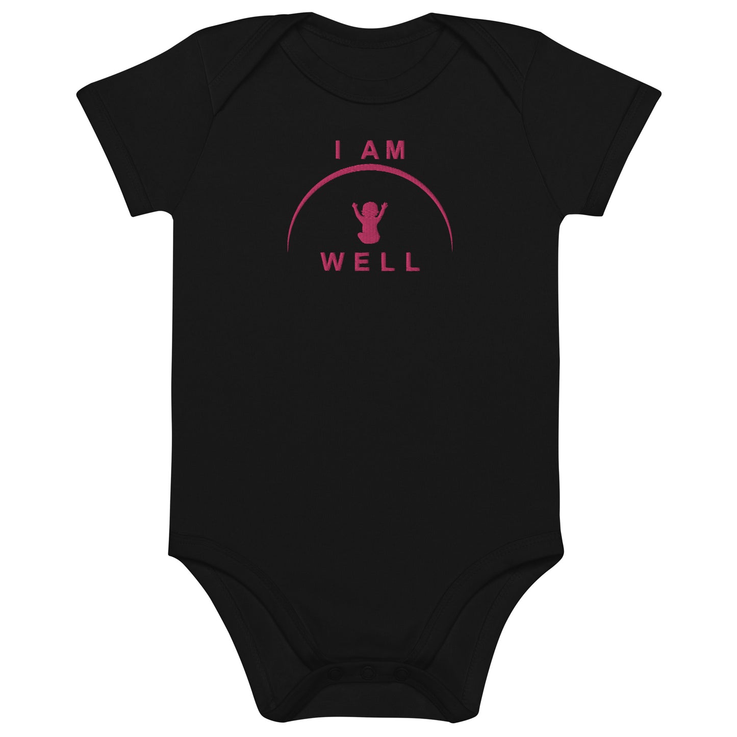 I AM WELL Girls' Organic Cotton Onesie w/ Pink Logo