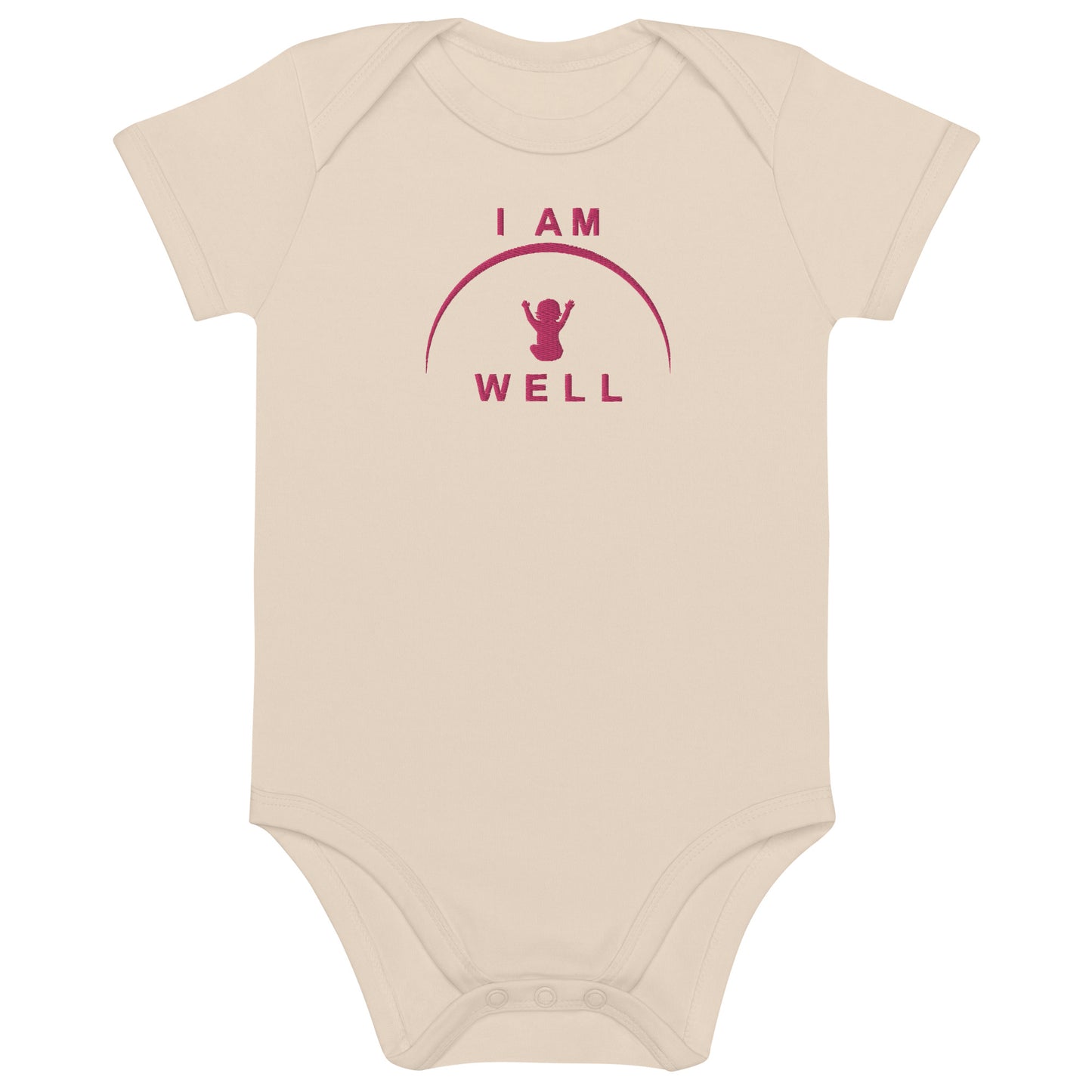 I AM WELL Girls' Organic Cotton Onesie w/ Pink Logo