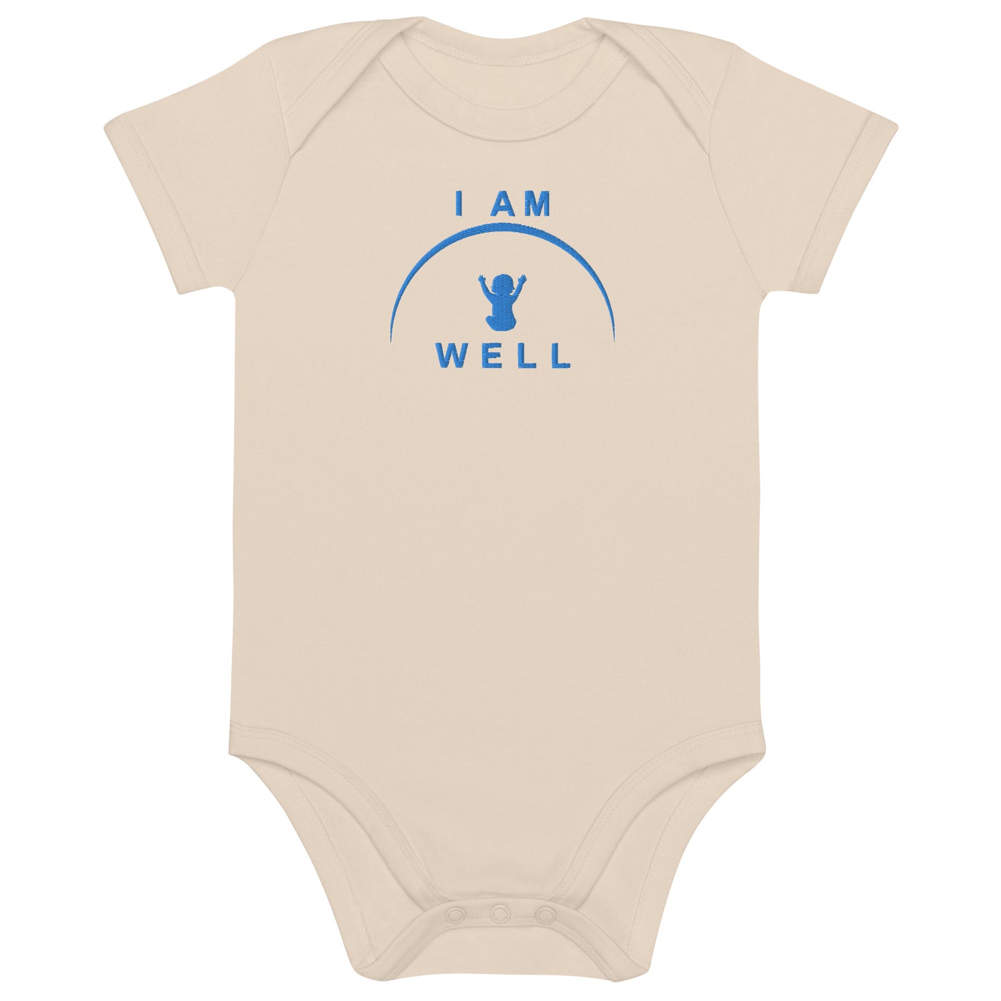 I AM WELL Boys' Organic Cotton Onesie w/ Blue Logo