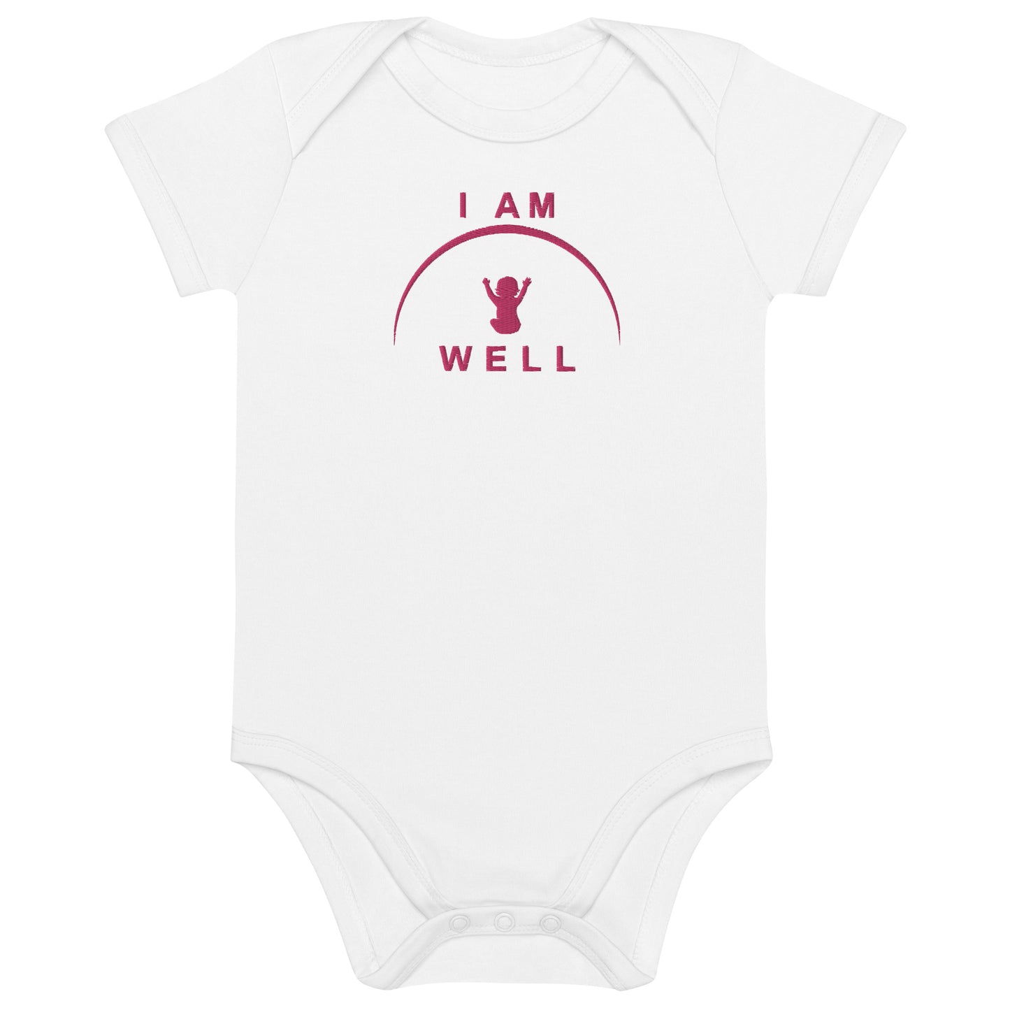 I AM WELL Girls' Organic Cotton Onesie w/ Pink Logo