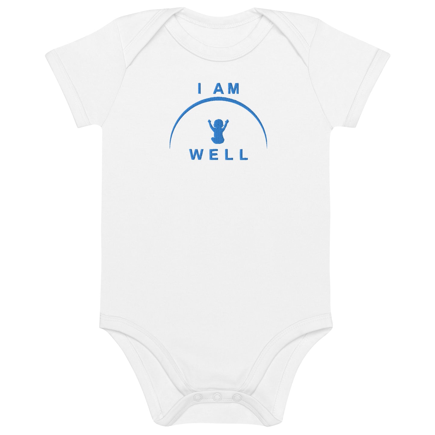 I AM WELL Boys' Organic Cotton Onesie w/ Blue Logo