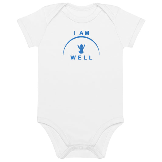 I AM WELL Boys' Organic Cotton Onesie w/ Embroidered Blue Logo (multiple color options)