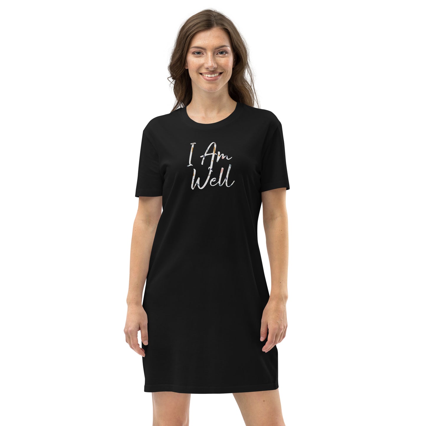 I Am Well Women's Organic Cotton T-Shirt Dress Broken Rock (multiple color options)