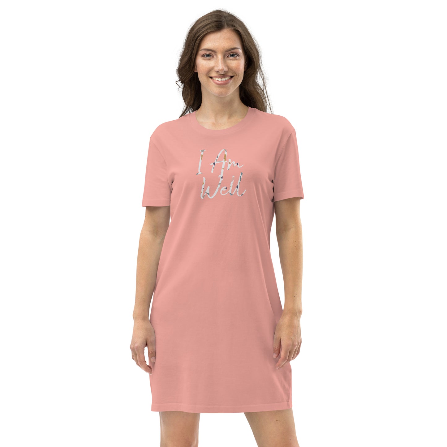 I Am Well Women's Organic Cotton T-Shirt Dress Broken Rock (multiple color options)