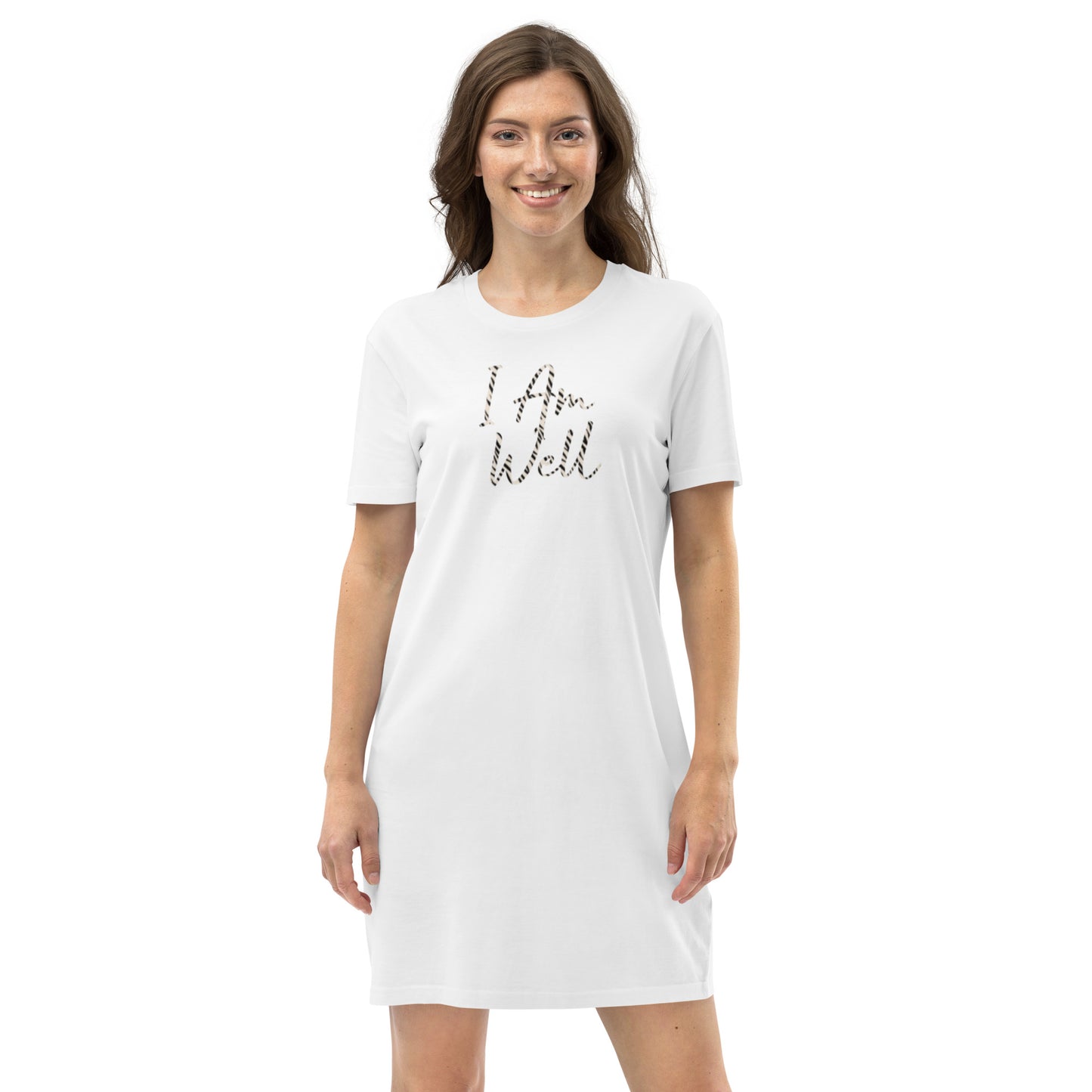 I Am Well Women's Organic Cotton T-Shirt Dress Zebra (multiple color options)