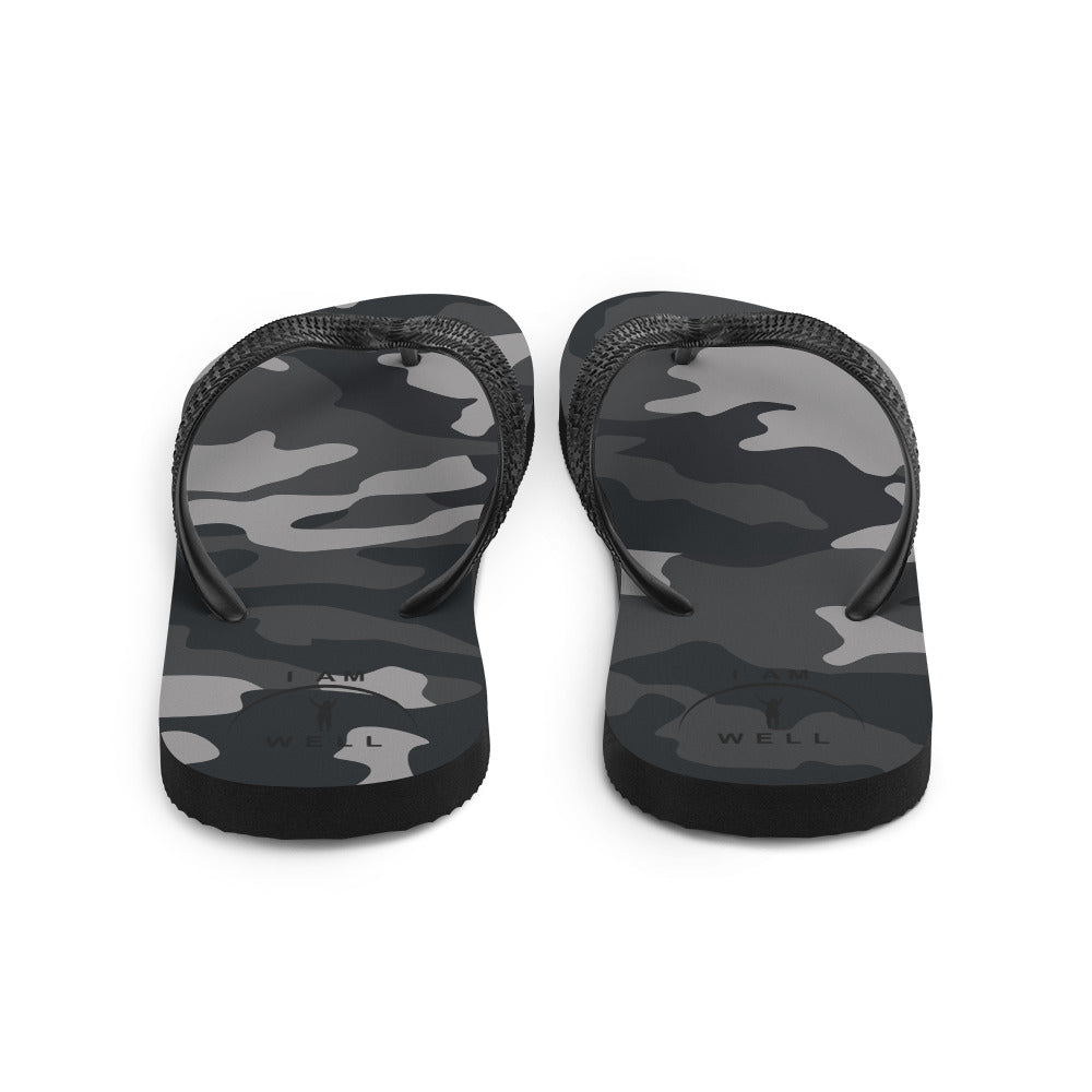 I AM WELL Women's Flip-Flops Camo w/ Black Logo