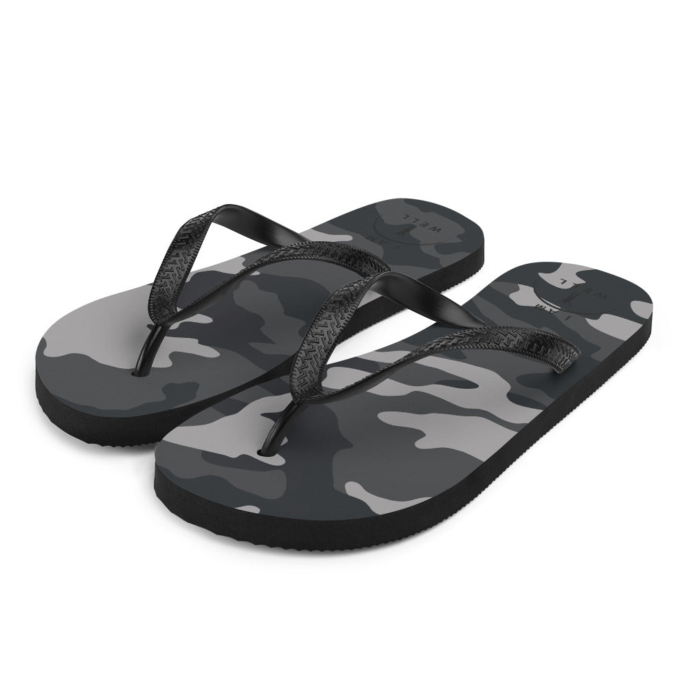 I AM WELL Women's Flip-Flops Camo w/ Black Logo