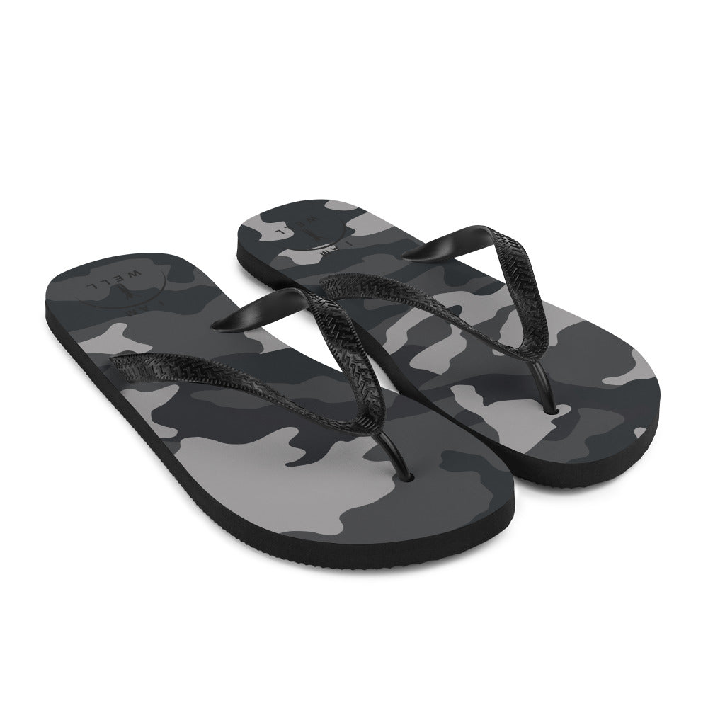 I AM WELL Women's Flip-Flops Camo w/ Black Logo