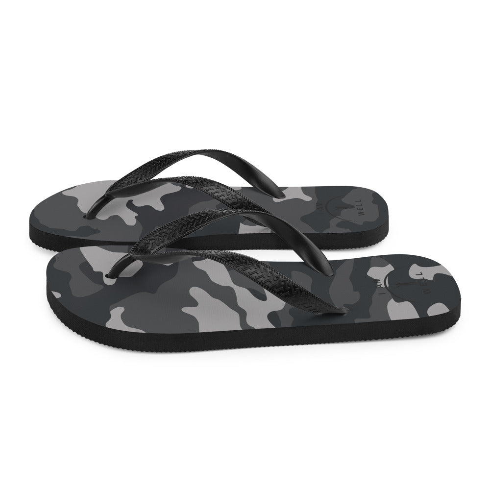 I AM WELL Women's Flip-Flops Camo w/ Black Logo