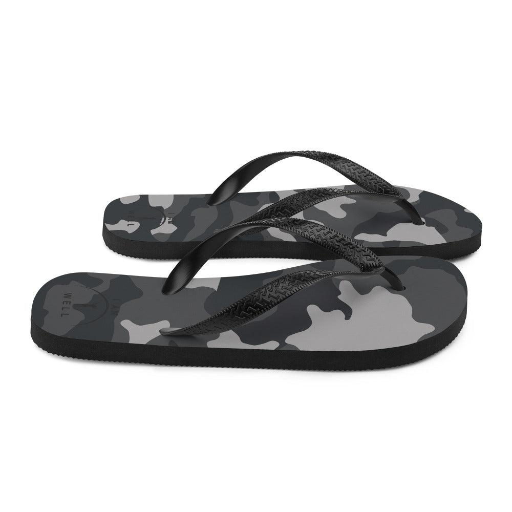 I AM WELL Women's Flip-Flops Camo w/ Black Logo