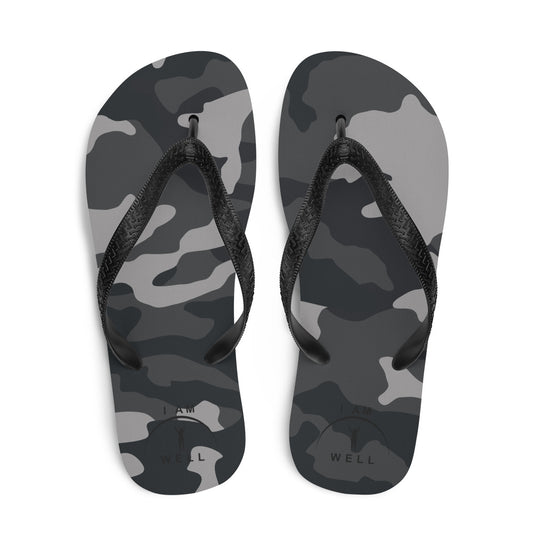 I AM WELL Women's Flip-Flops Camo w/ Black Logo