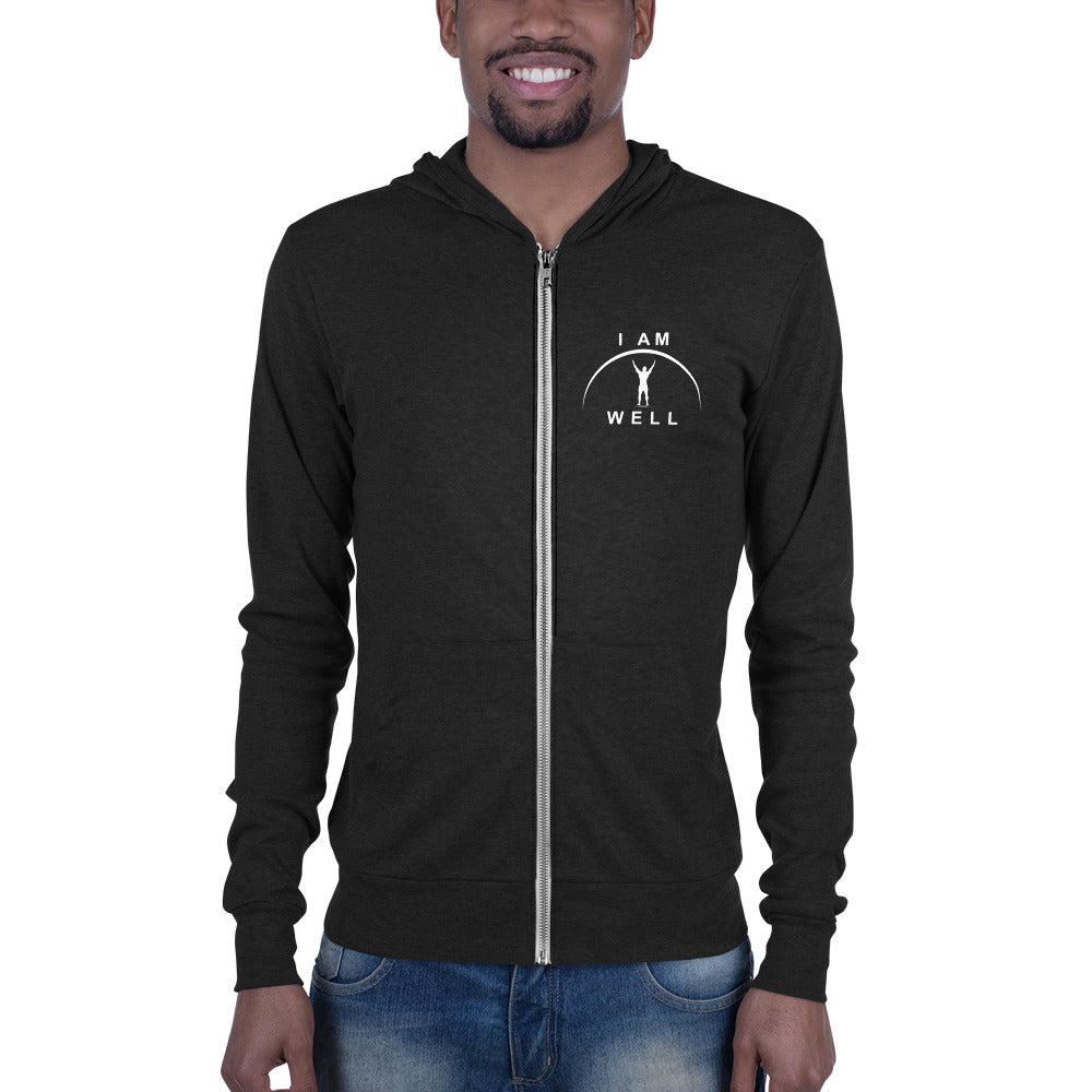 I AM WELL Men's Zip Hoodie - White Logo (multiple color options)