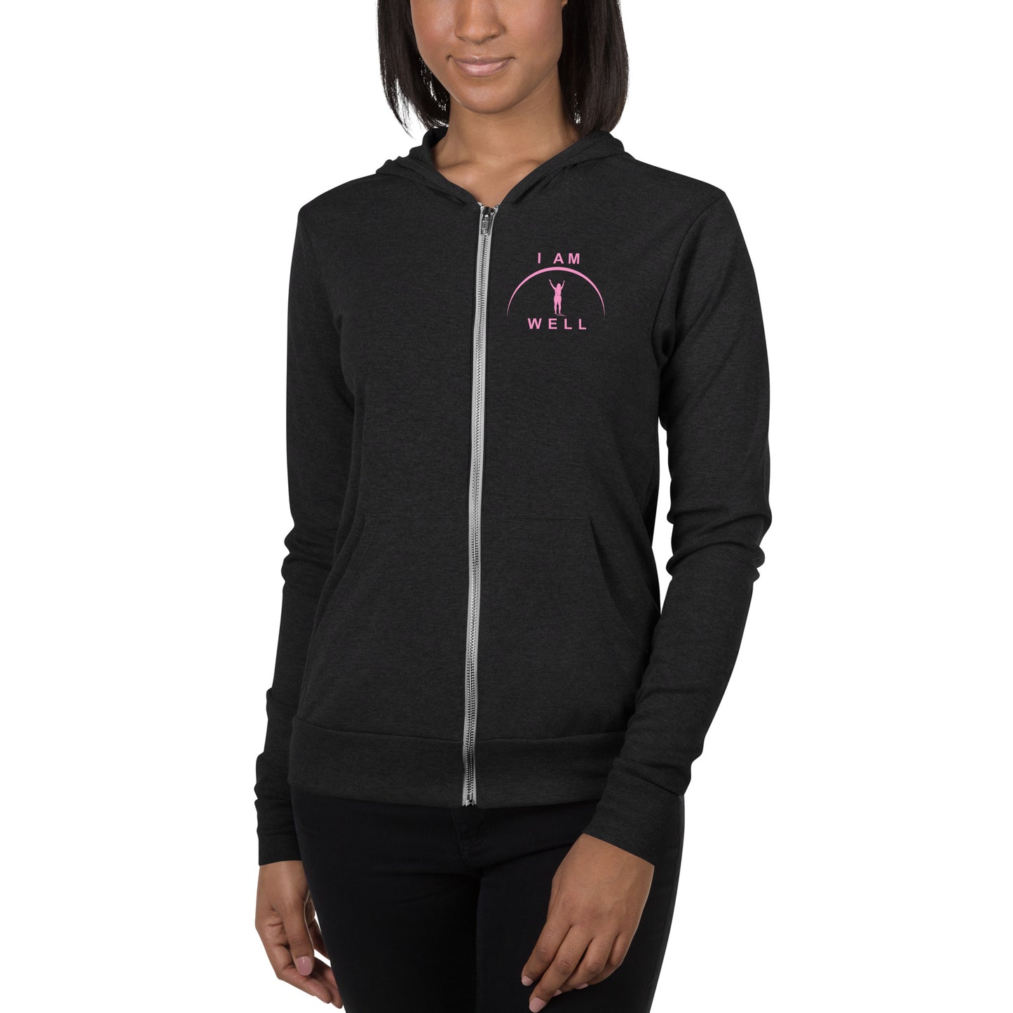 I AM WELL Women's Zip Hoodie w/ Pink Logo (multiple color options)