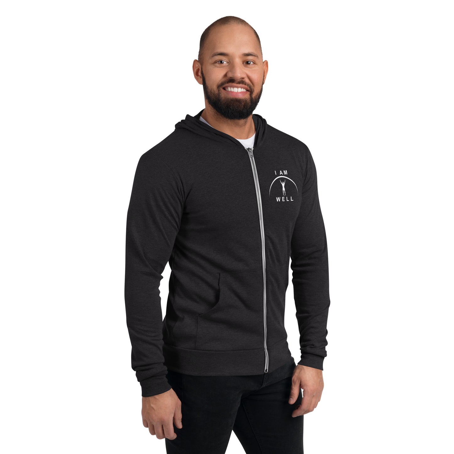 I AM WELL Men's Zip Hoodie - White Logo (multiple color options)