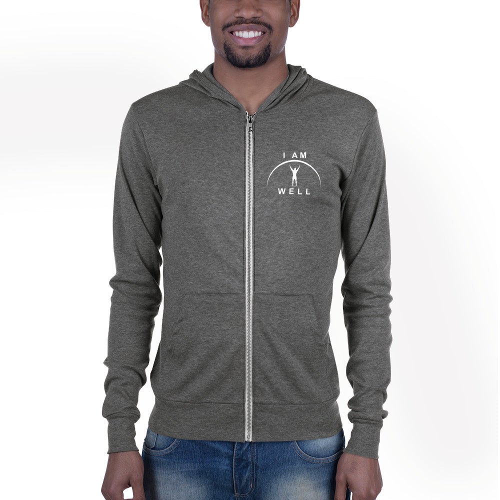 I AM WELL Men's Zip Hoodie - White Logo (multiple color options)