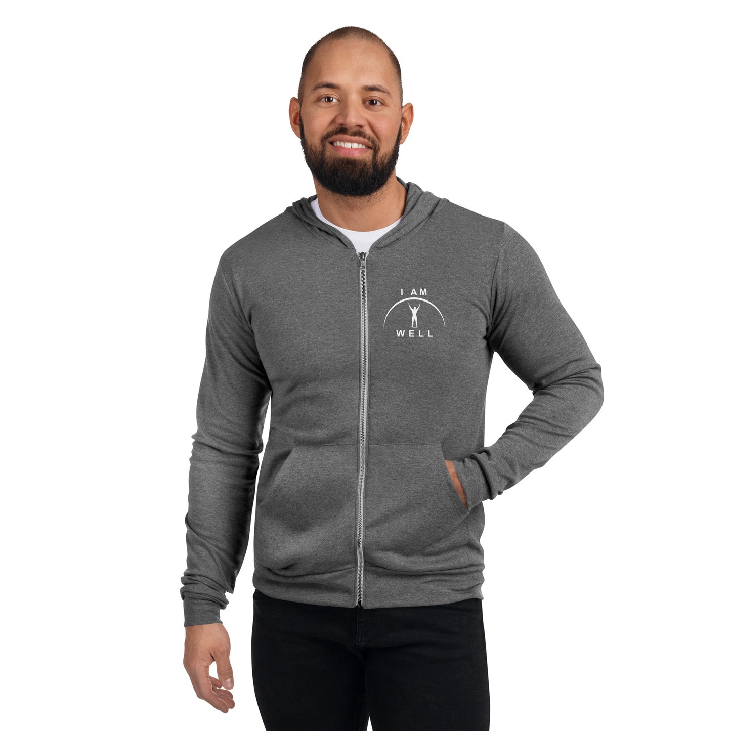 I AM WELL Men's Zip Hoodie - White Logo (multiple color options)