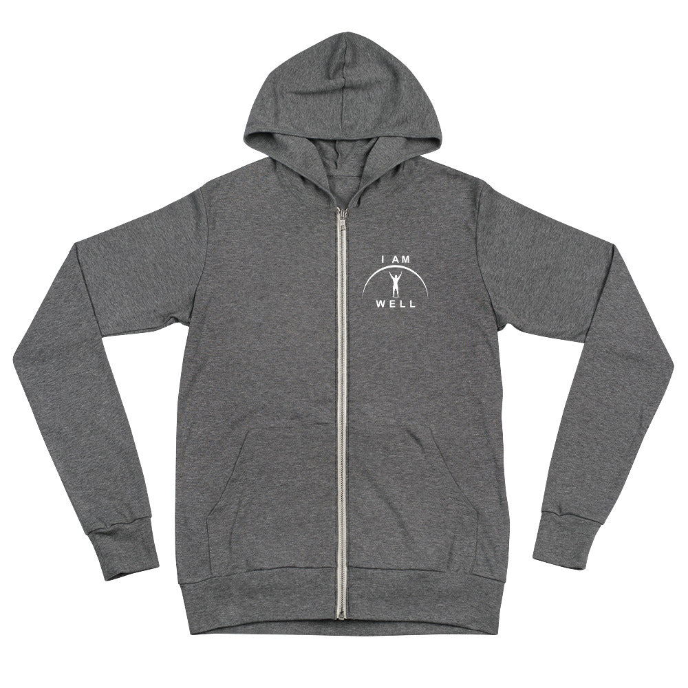 I AM WELL Men's Zip Hoodie - White Logo (multiple color options)