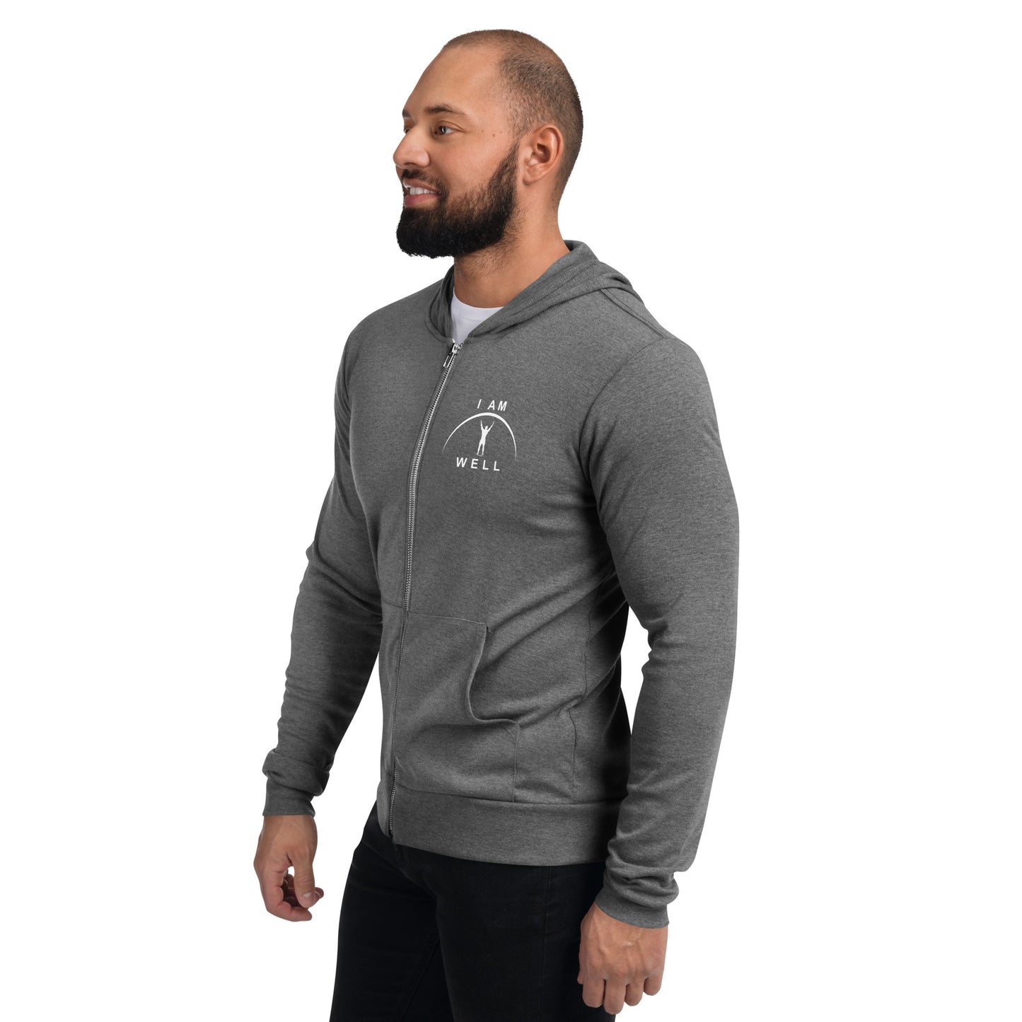 I AM WELL Men's Zip Hoodie - White Logo (multiple color options)