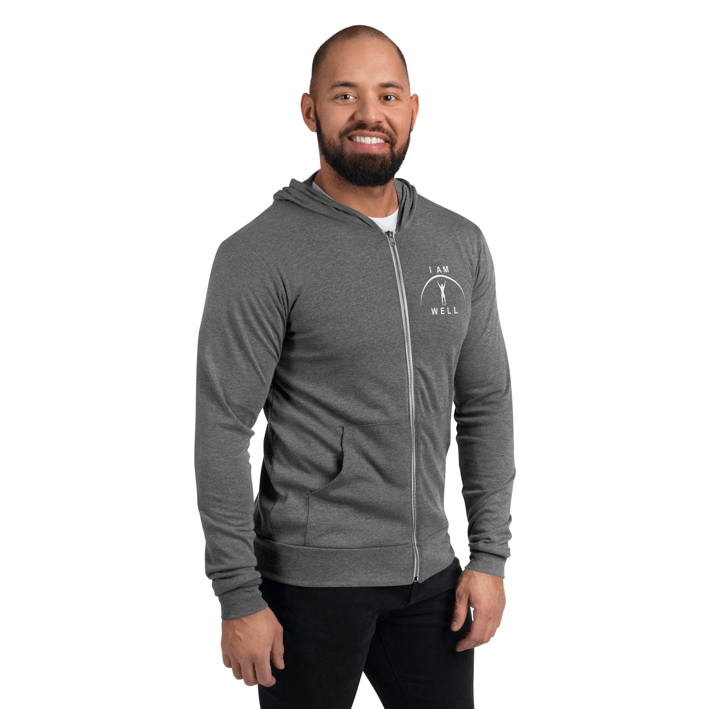 I AM WELL Men's Zip Hoodie - White Logo (multiple color options)