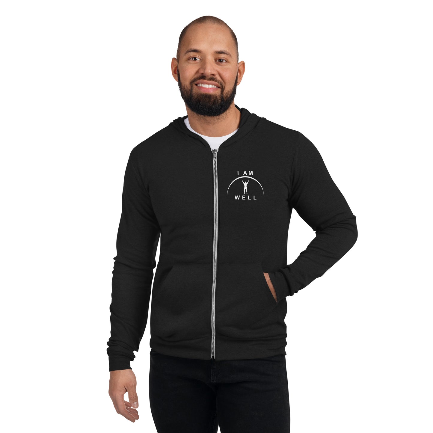 I AM WELL Men's Zip Hoodie - White Logo (multiple color options)