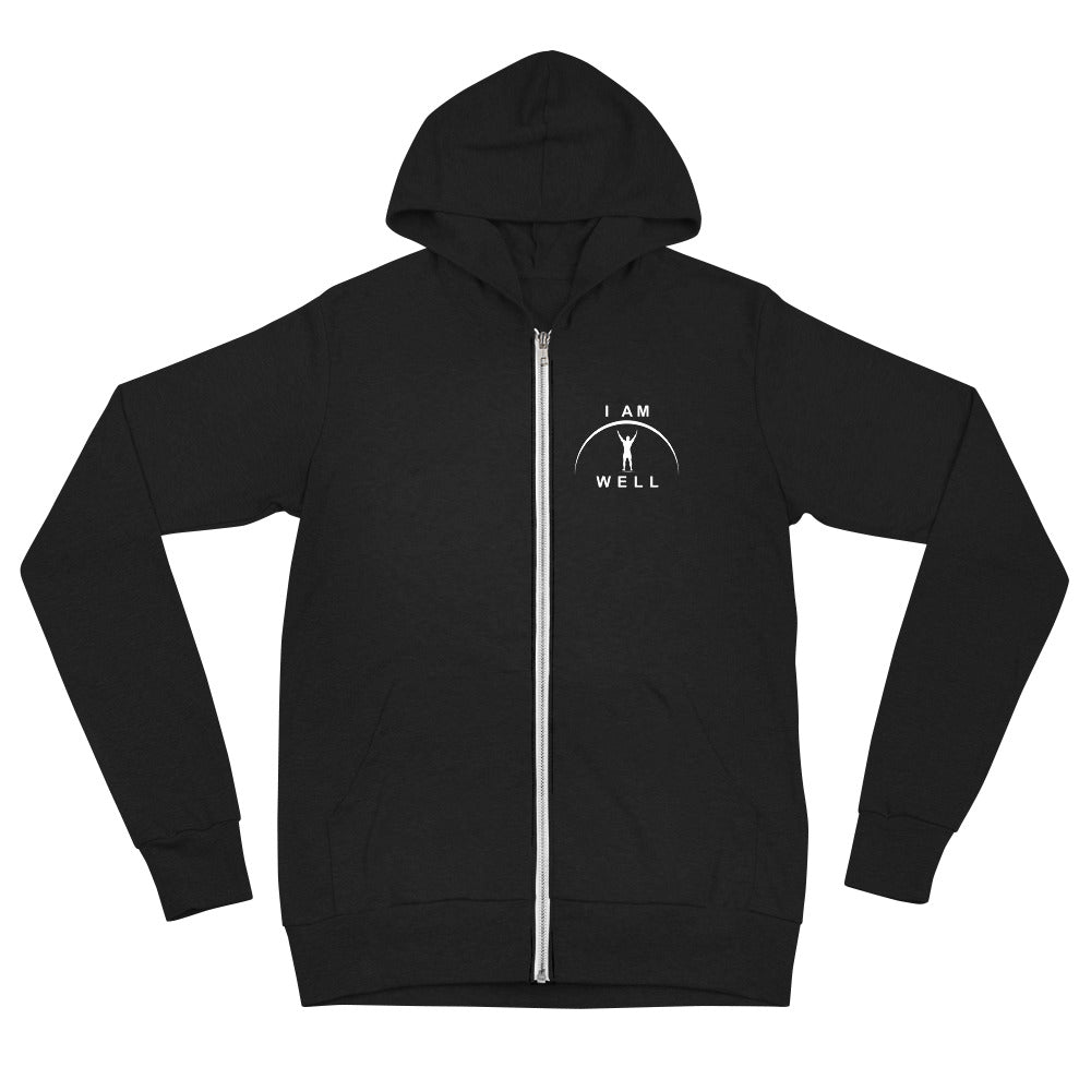 I AM WELL Men's Zip Hoodie - White Logo (multiple color options)