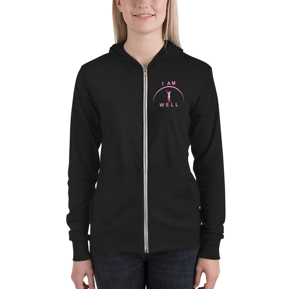 I AM WELL Women's Zip Hoodie w/ Pink Logo (multiple color options)