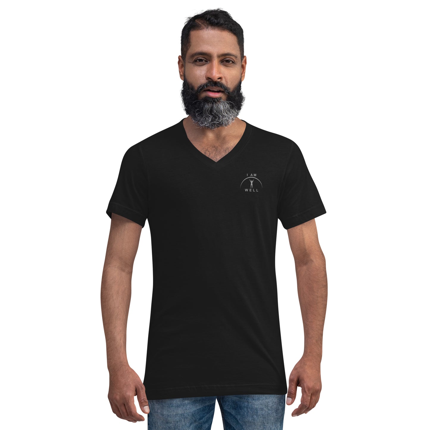 I AM WELL Men's 100% Cotton Short-Sleeve V-Neck T-Shirts w/ Grey Logo (multiple color options)