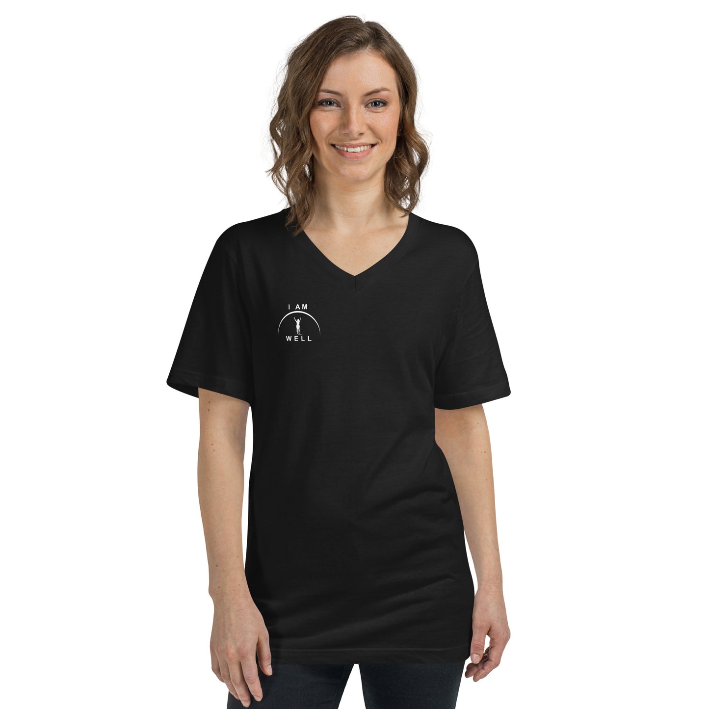 I AM WELL Women's Short Sleeve V-Neck T-Shirt w/ White Logo