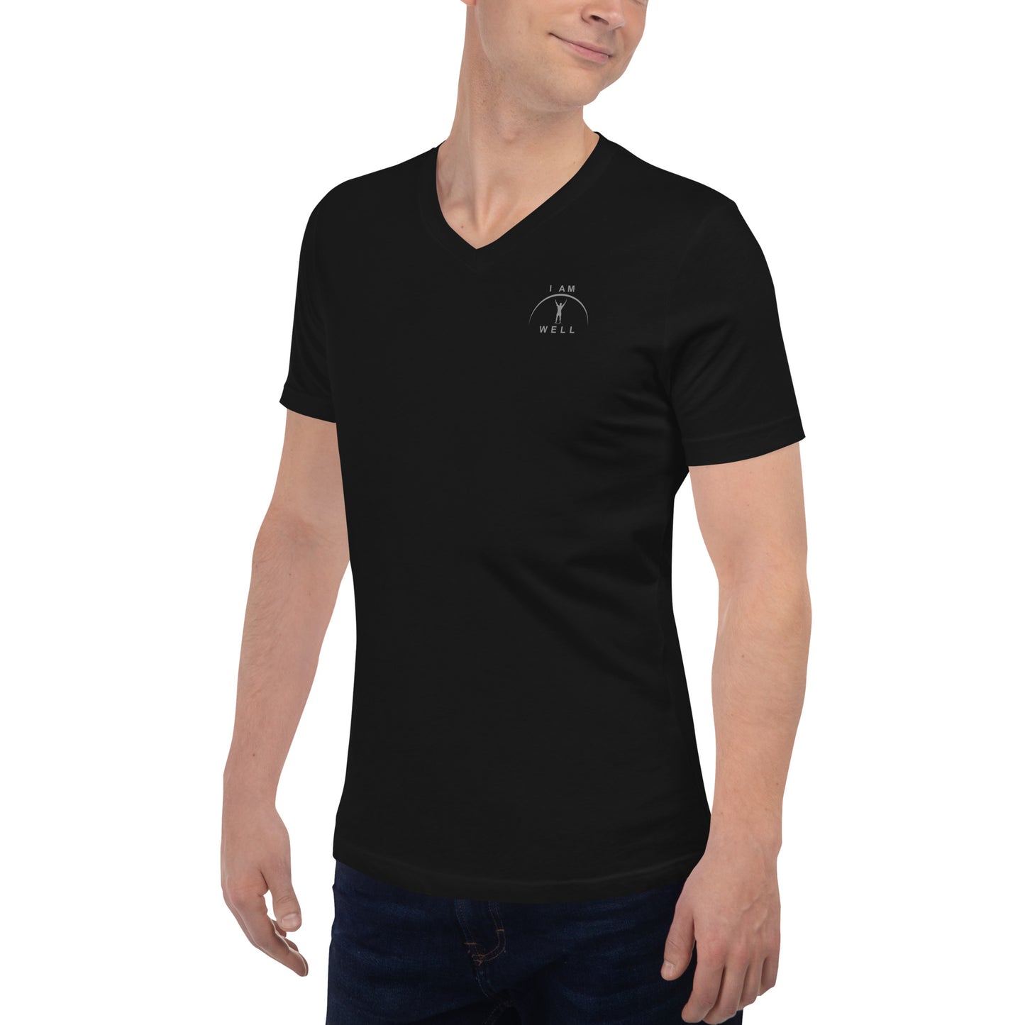 I AM WELL Men's 100% Cotton Short-Sleeve V-Neck T-Shirts w/ Grey Logo (multiple color options)