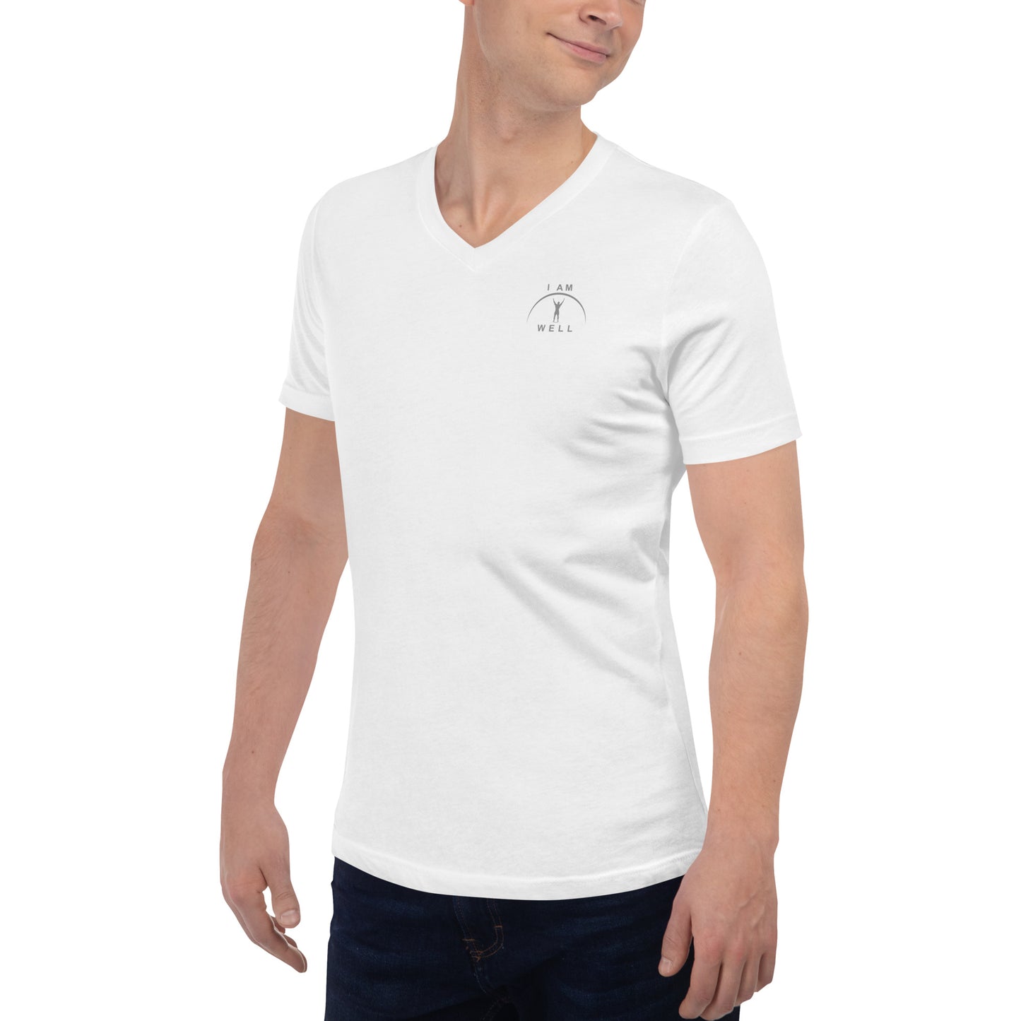 I AM WELL Men's 100% Cotton Short-Sleeve V-Neck T-Shirts w/ Grey Logo (multiple color options)