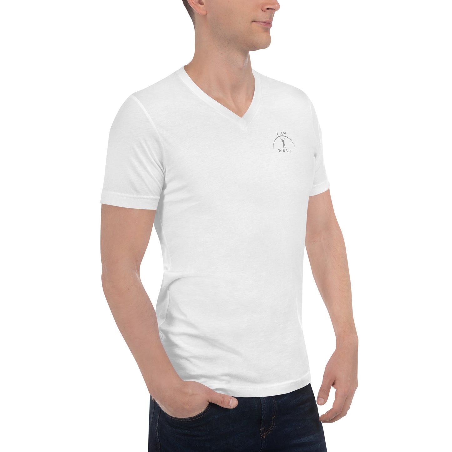 I AM WELL Men's 100% Cotton Short-Sleeve V-Neck T-Shirts w/ Grey Logo (multiple color options)