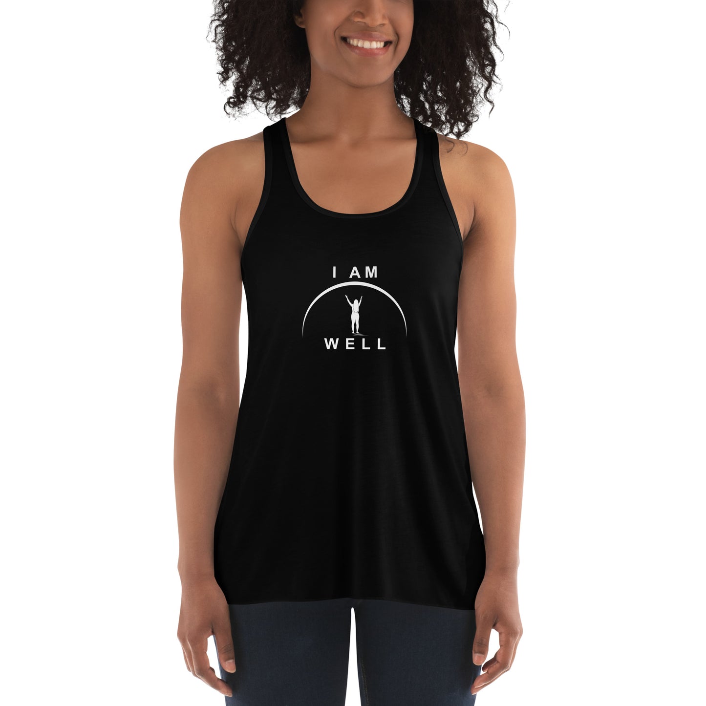 I AM WELL Women's Flowy Racerback Tank w/ White Logo (multiple color options)