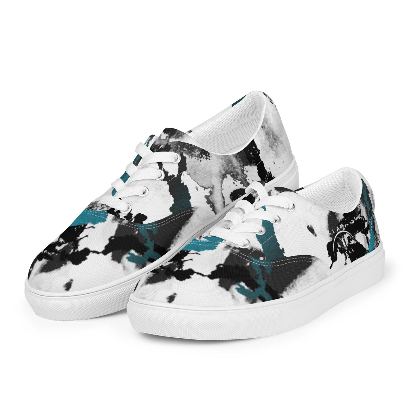 I AM WELL Women’s Lace-up Canvas Shoes Marble w/ White Logo