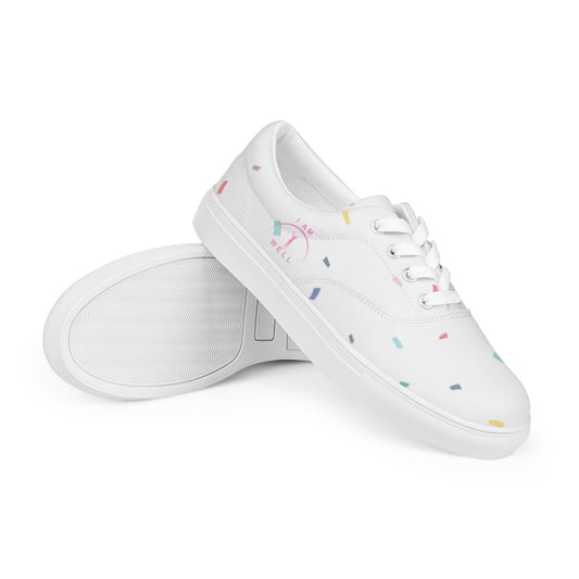 I AM WELL Women’s Lace-up Canvas Shoes Confetti w/ Pink Logo