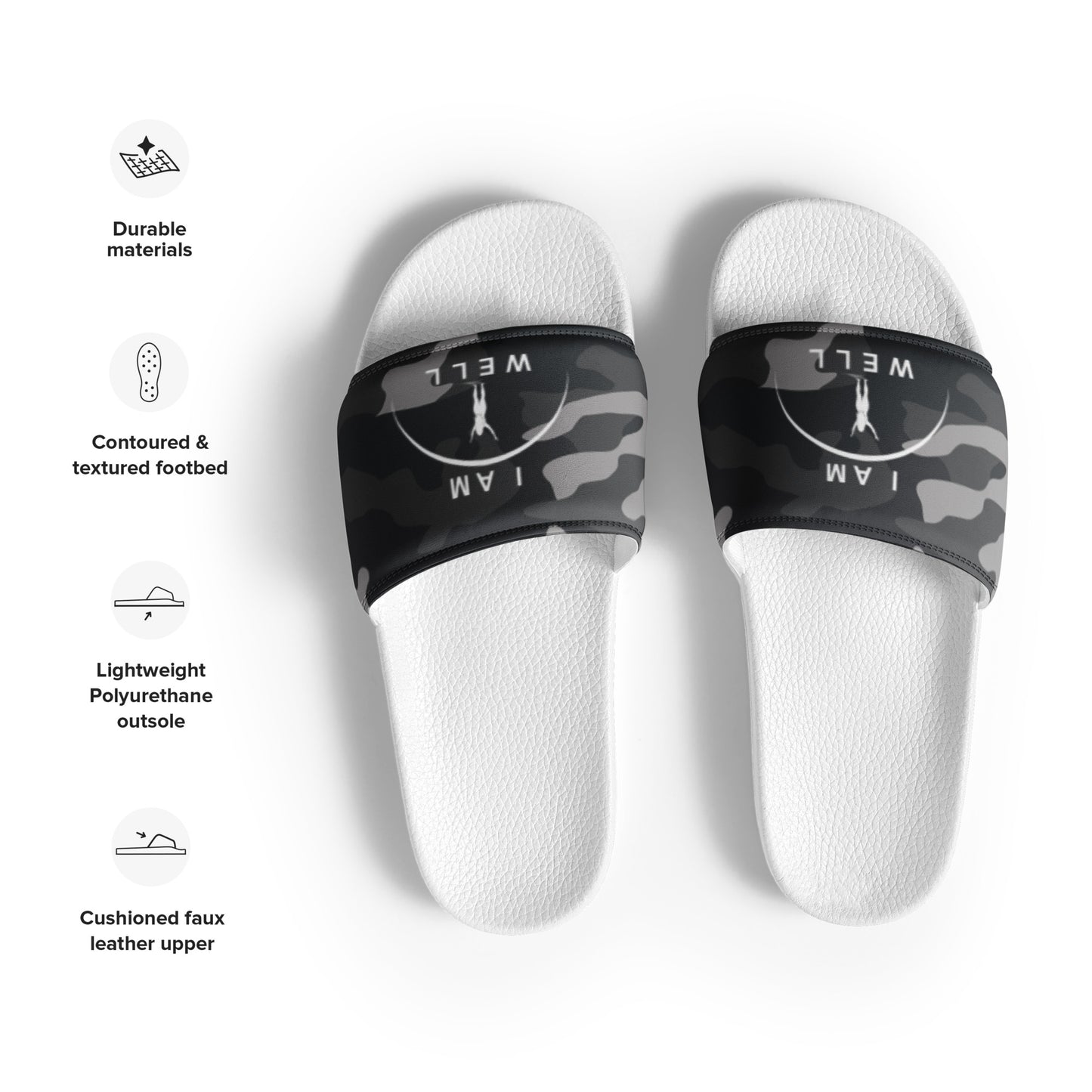 I AM WELL Women's Slides Camo w/ White Logo