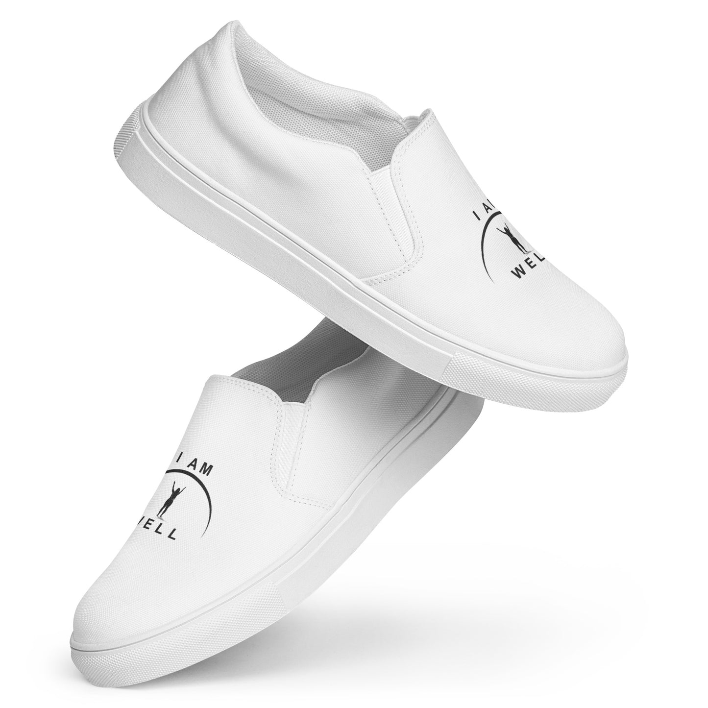 I AM WELL Women’s Slip-on Canvas Shoes White w/ Black Logo