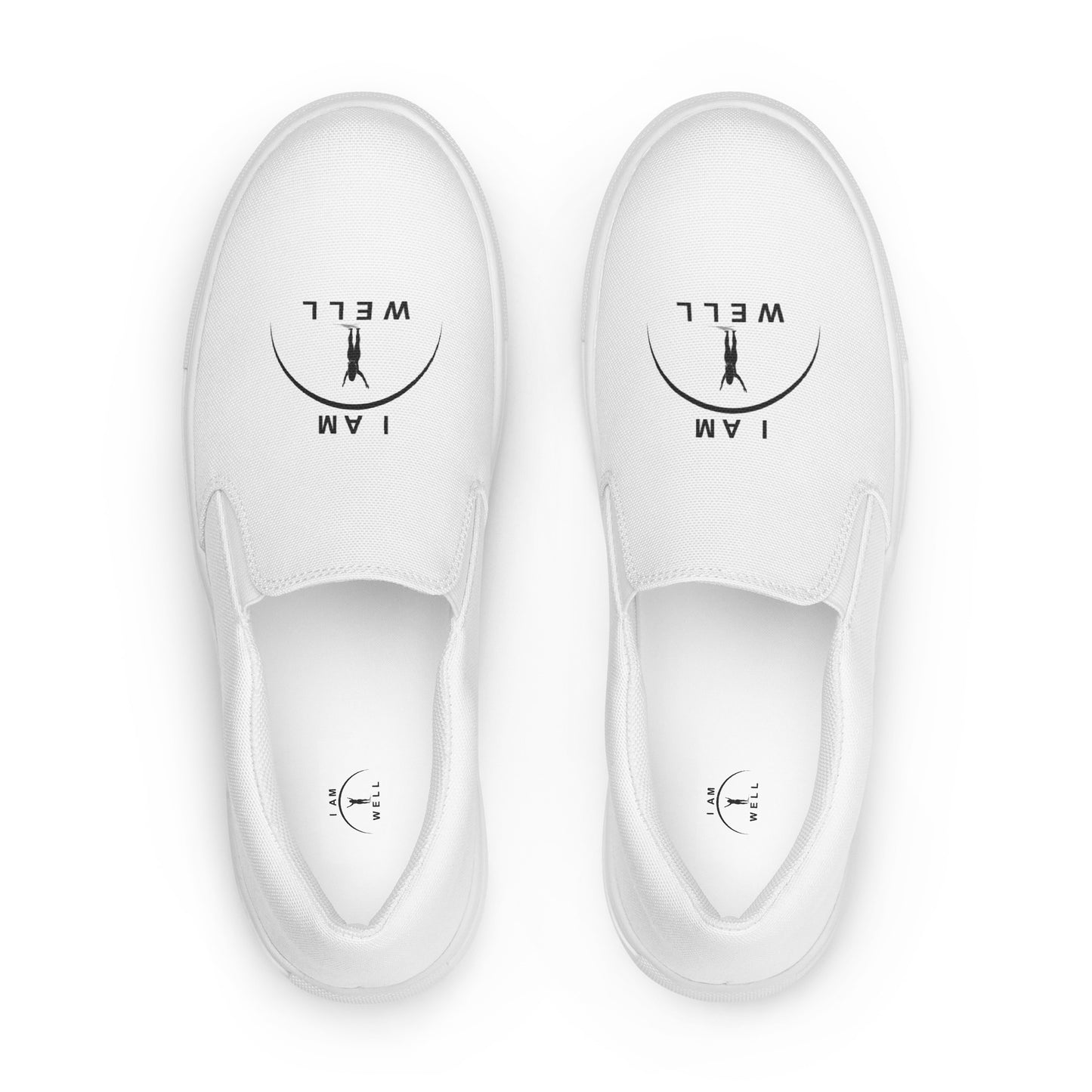 I AM WELL Women’s Slip-on Canvas Shoes White w/ Black Logo